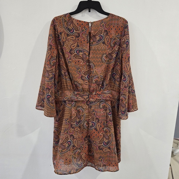 Jessica Simpson Women’s XL Paisley Boho Dress Flare Sleeve Boutique Style - Picture 8 of 10